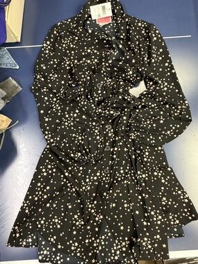 kate spade Black Star-Print Button-Front Dress